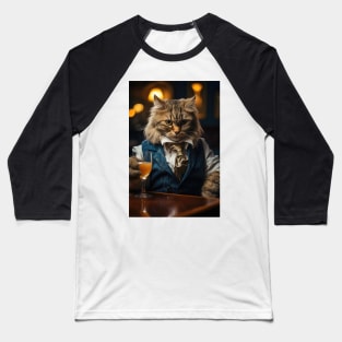 Fancy Beer Cat Baseball T-Shirt